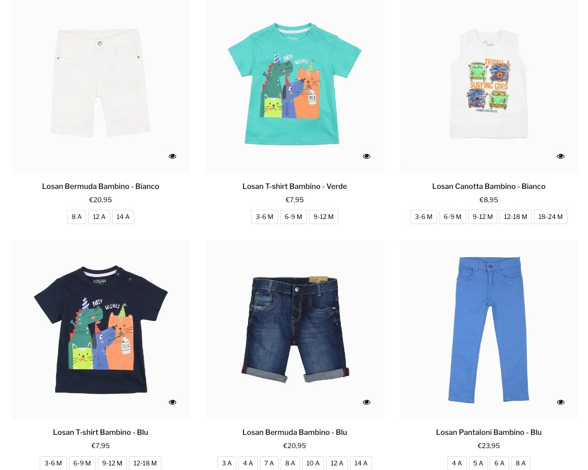 €3.80 per piece LOSAN boys' clothing stock 334 pieces - SS - REF. 6151S
