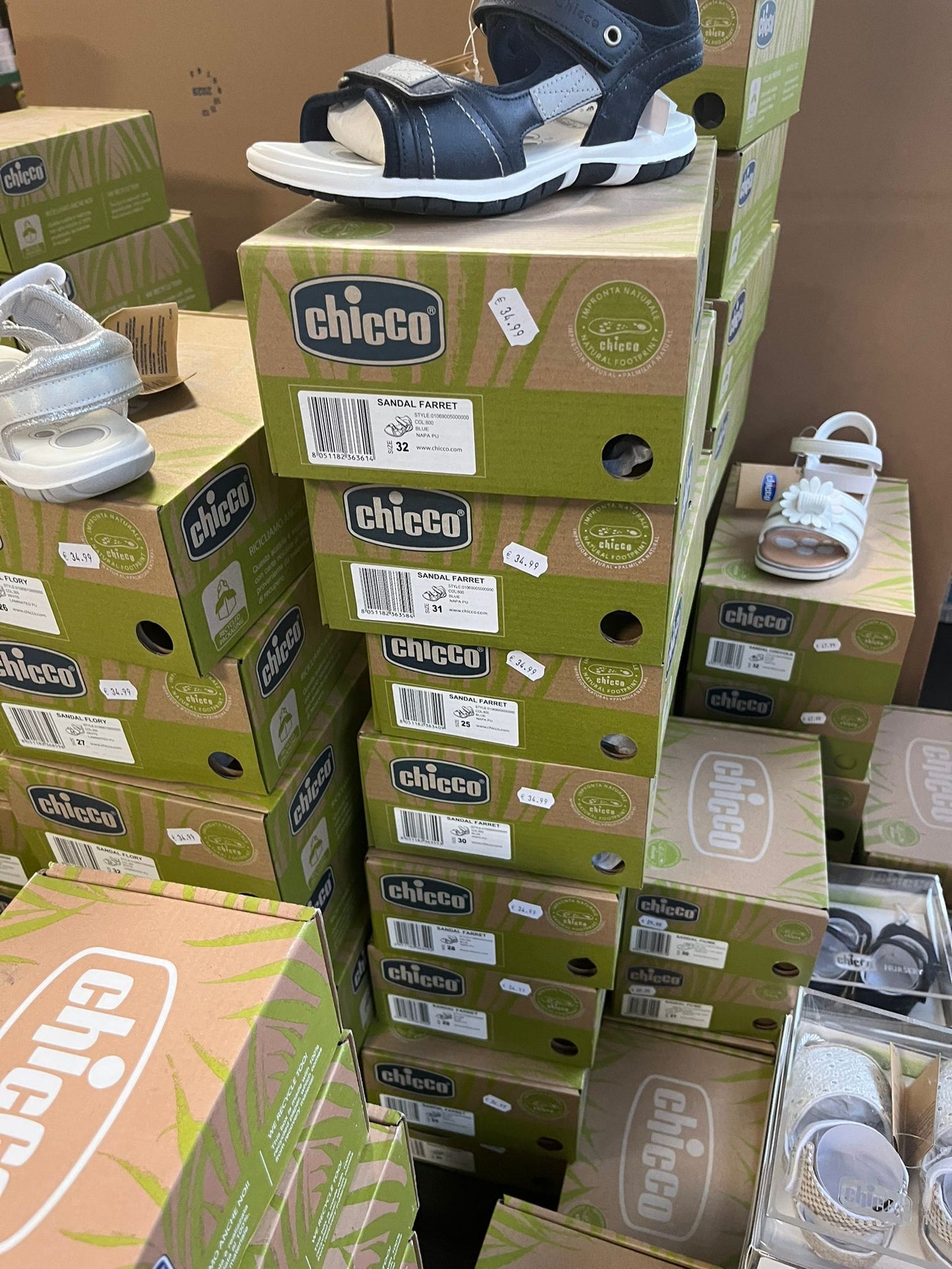 €9,13 al paio CHICCO, LIU JO, BALDUCCI, BIONATURA, FALCOTTO, NATURAL WORLD, ecc. stock calzature bambini 600 pezzi - P/E - RIF. 6089AF