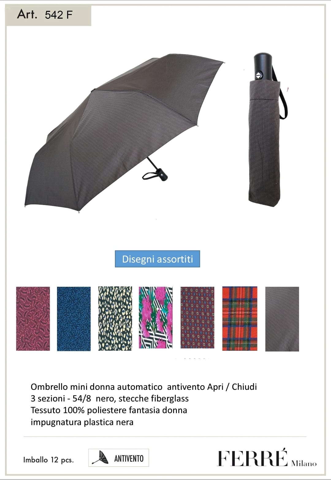 €6,50 al pezzo FERRE’ stock ombrelli 630 pezzi - A/I - RIF. TV6111