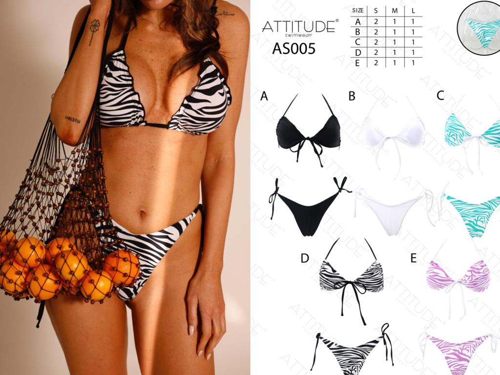 stock costumi donna - €6,00 al pezzo ATTITUDE stock costumi donna bikini 6672 pezzi - RIF. TV3943