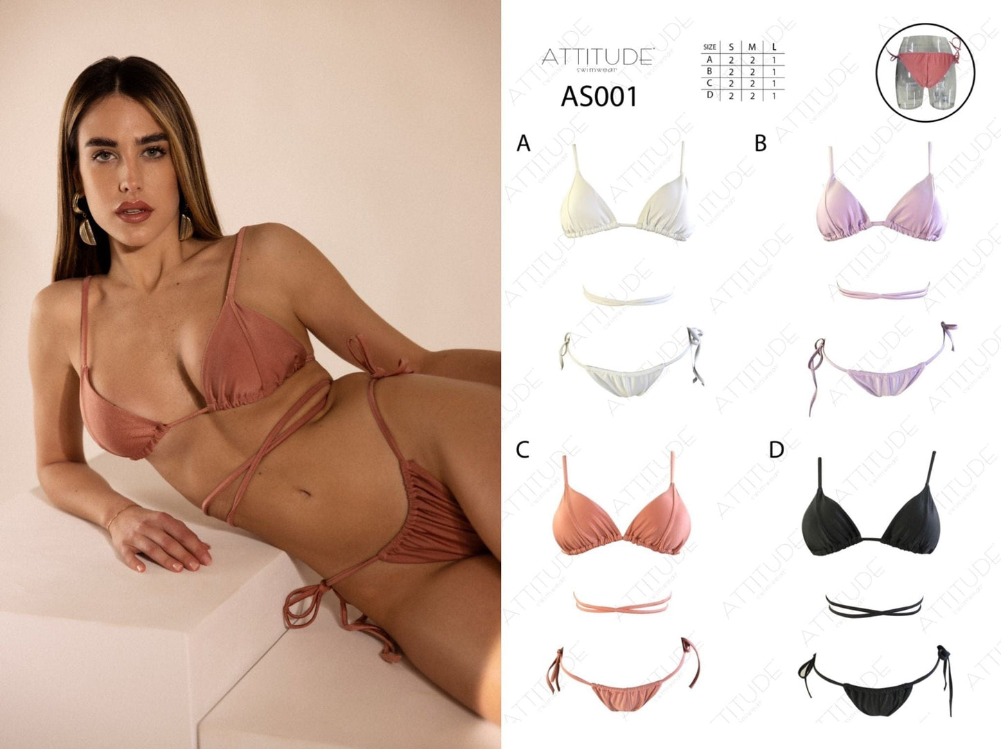 stock costumi donna - €6,00 al pezzo ATTITUDE stock costumi donna bikini 6672 pezzi - RIF. TV3943
