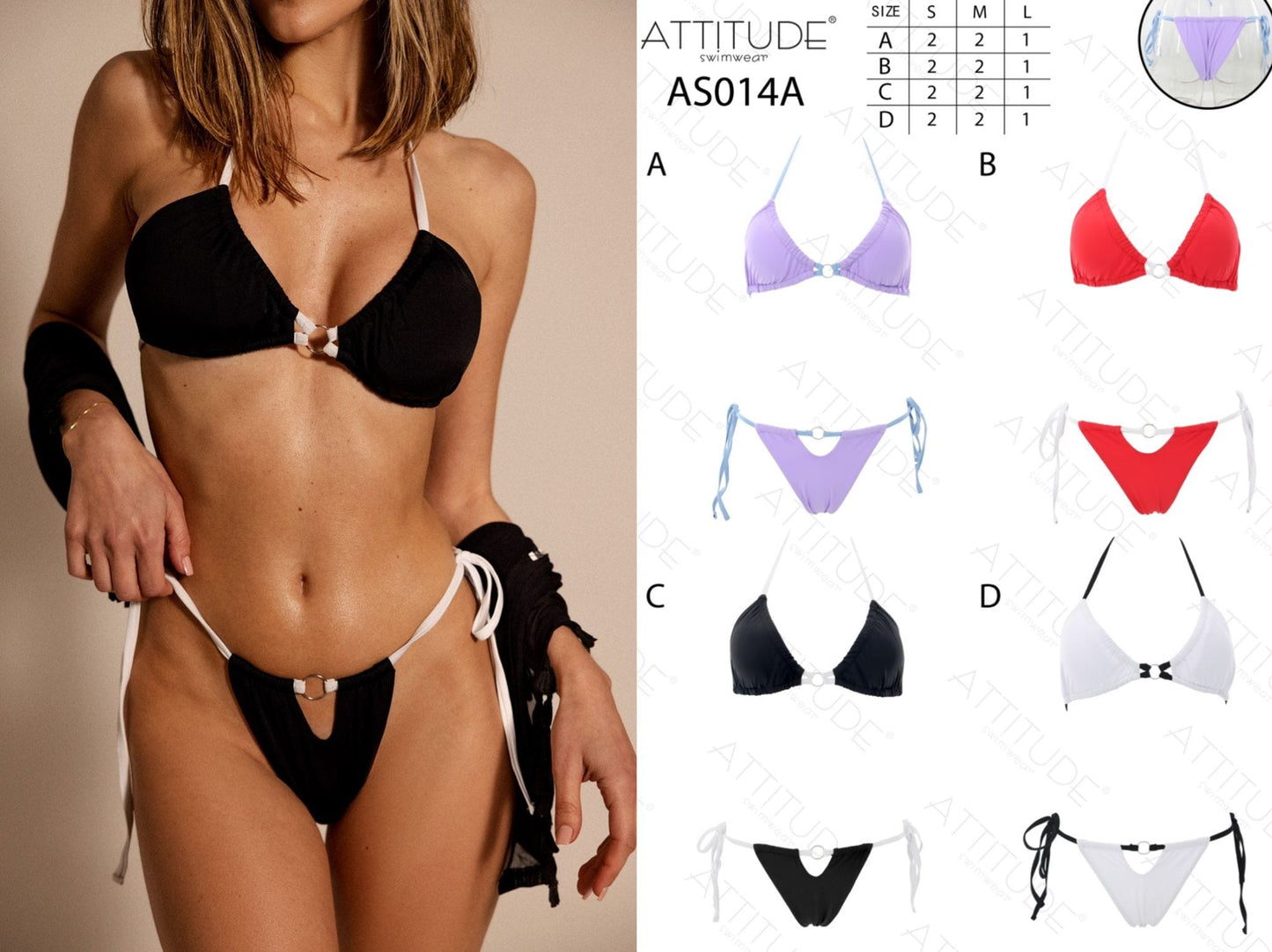 stock costumi donna - €6,00 al pezzo ATTITUDE stock costumi donna bikini 6672 pezzi - RIF. TV3943