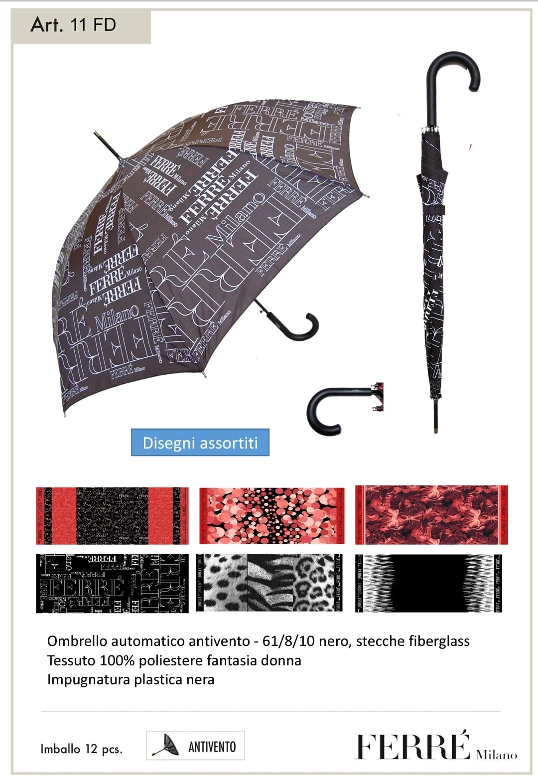 per piece FERRE' umbrellas stock 630 pieces F/W REF