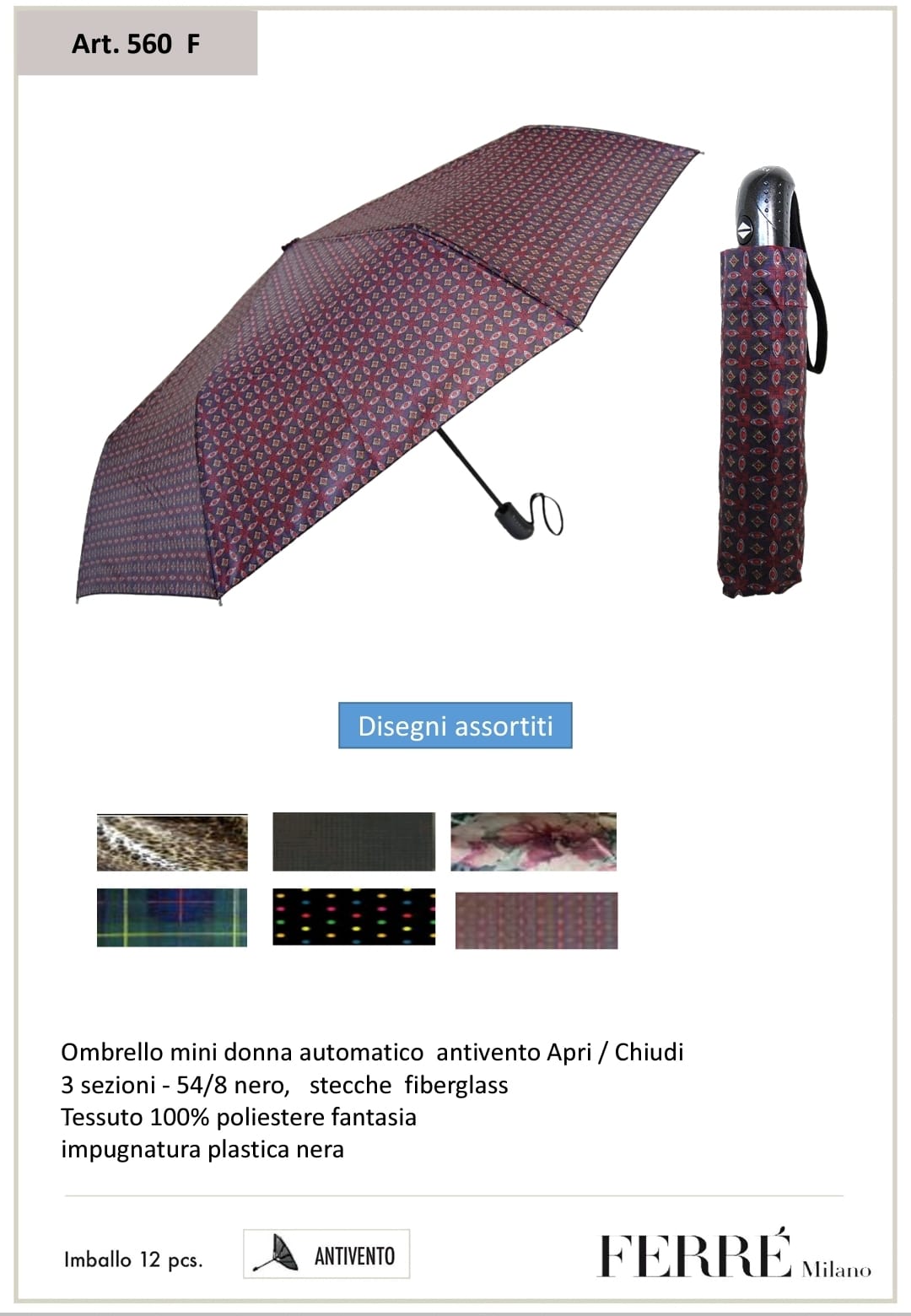 €6,50 al pezzo FERRE’ stock ombrelli 630 pezzi - A/I - RIF. TV6111