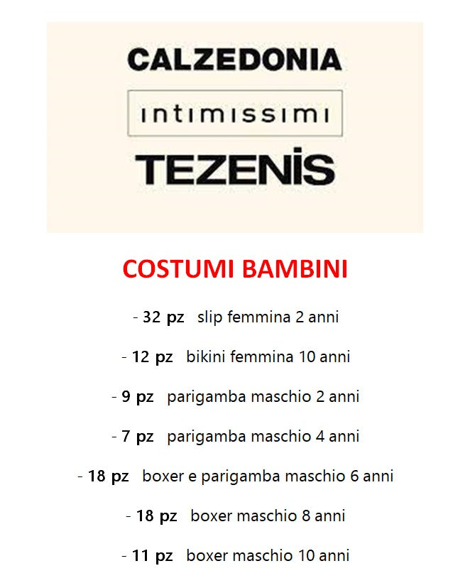 €2.50 per piece CALZEDONIA, INTIMISSIMI, TEZENIS stock of swimwear for men, women, <tc>Kids</tc>  153 pieces - <tc>S/S</tc>  - REF. TV5990